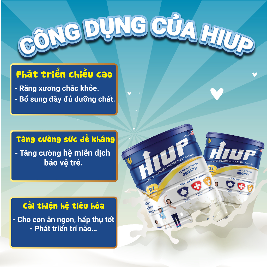 Sữa tăng chiều cao cho trẻ Hiup combo 6 hộp