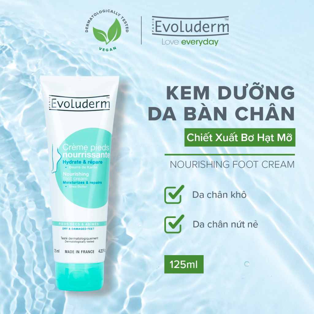 Kem dưỡng da chân Evoluderm chiết xuất bơ hạt mỡ 125ml