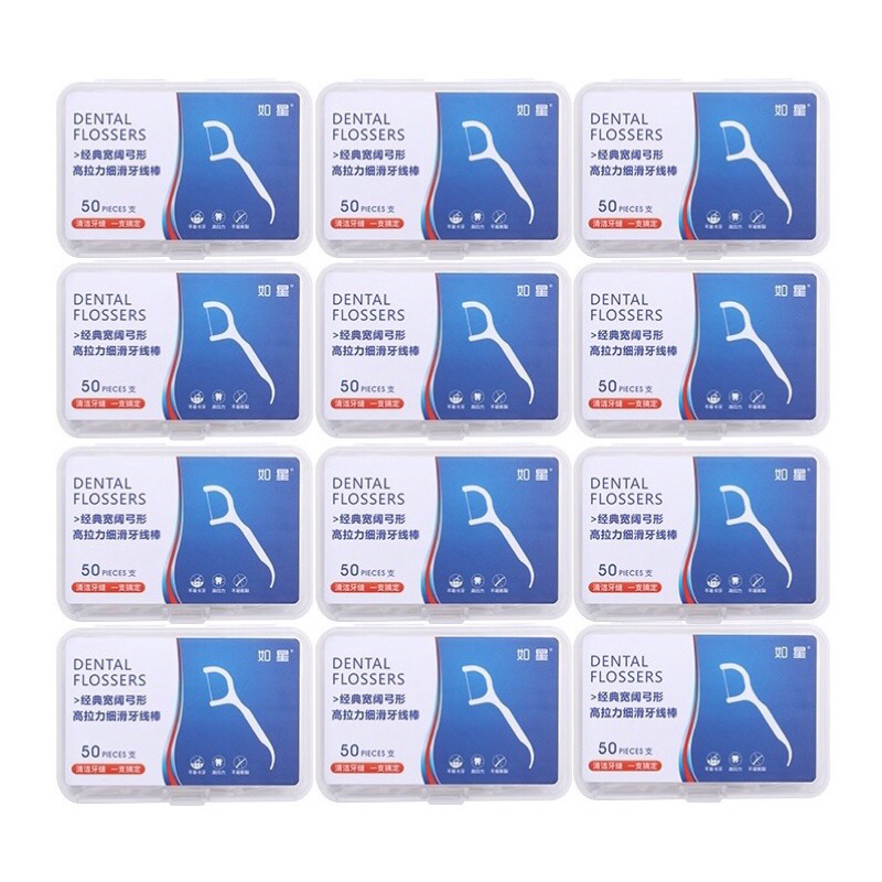 Hộp 50 tăm chỉ nha khoa nội địa Trung