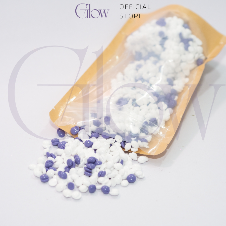 Sáp Wax Lông Nóng Mix Lavender + Sữa Dừa Chuyên Dụng Wax Bikini, Nách Mùi Thơm Nhẹ Nhàng Tặng Kèm Que GLOWWAXING Che Tên