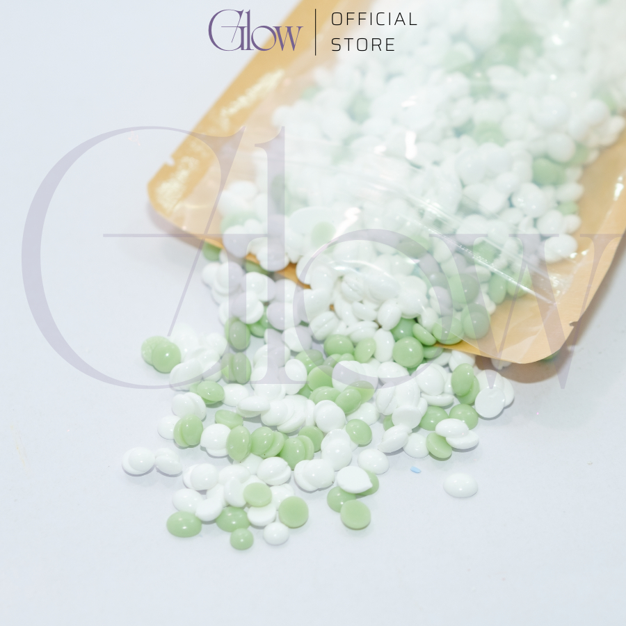 Sáp Wax Lông Trà Xanh Mix Sữa Dừa Siêu Bám Lông Chuyên Dùng Wax Nách, Bikini, Body Toàn Thân GLOW WAXING Tặng Que
