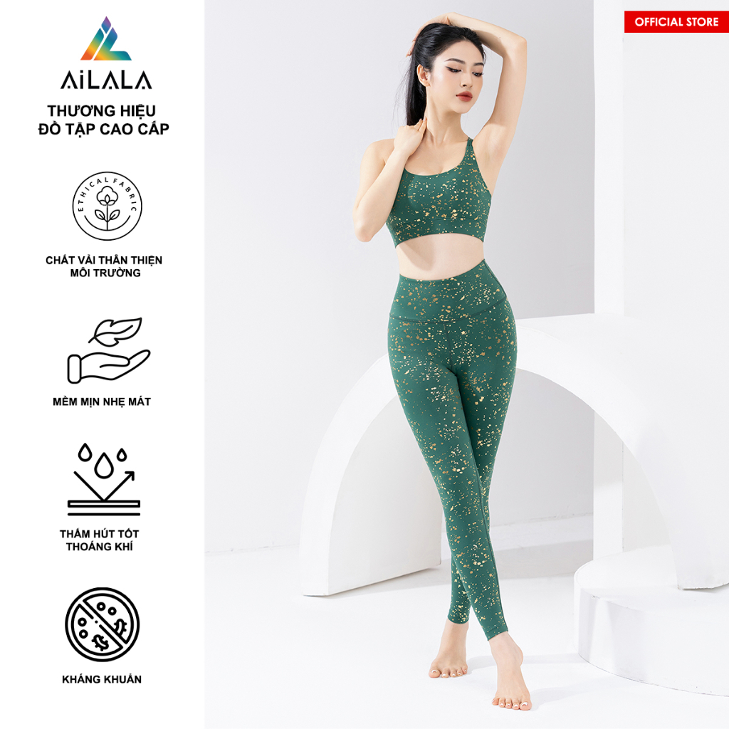 Bộ Tập Thể Thao Nữ AiLALA LUX25, áo bra, quần cạp cao, phù hợp Yoga Gym Pilates, chất vải Airlift cao cấp