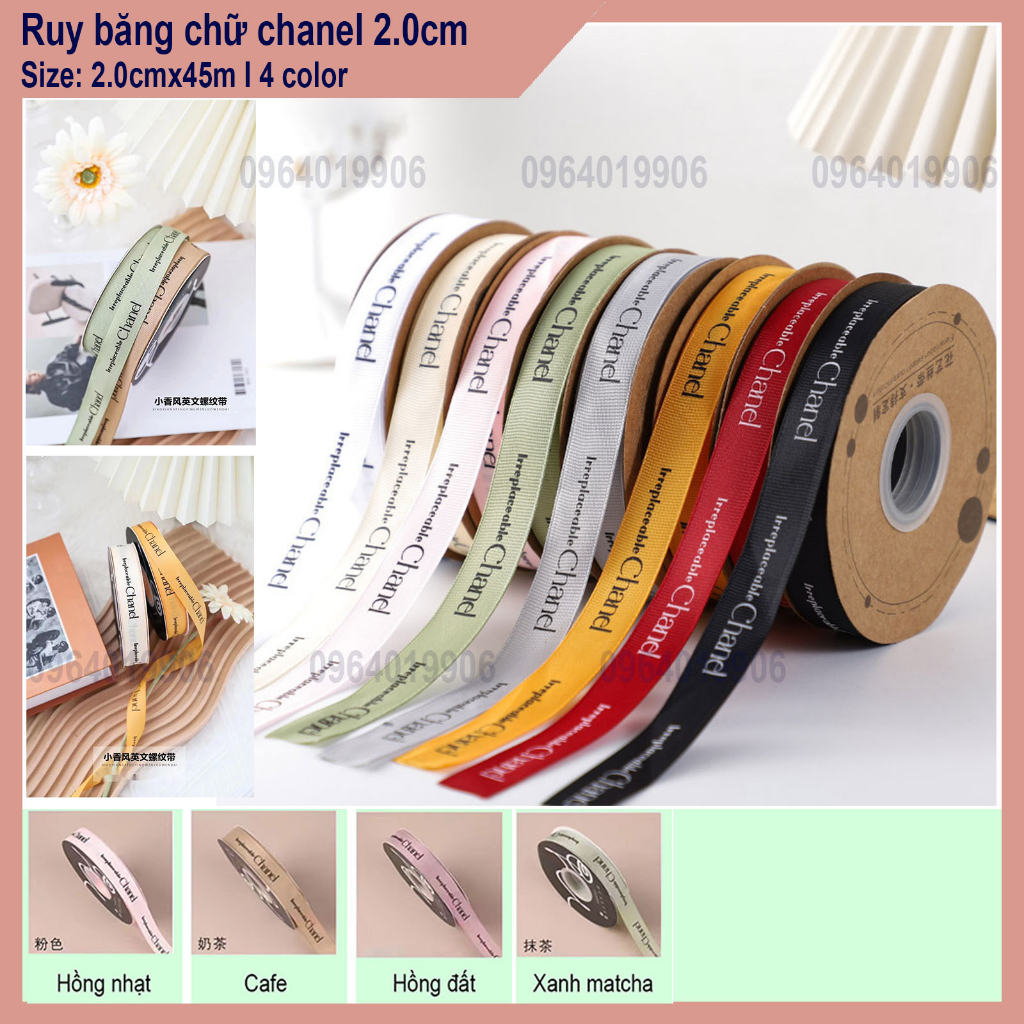 (Lẻ m] Ruy băng lụa alway satin viền hàn có chữ bản rộng 2.5cm