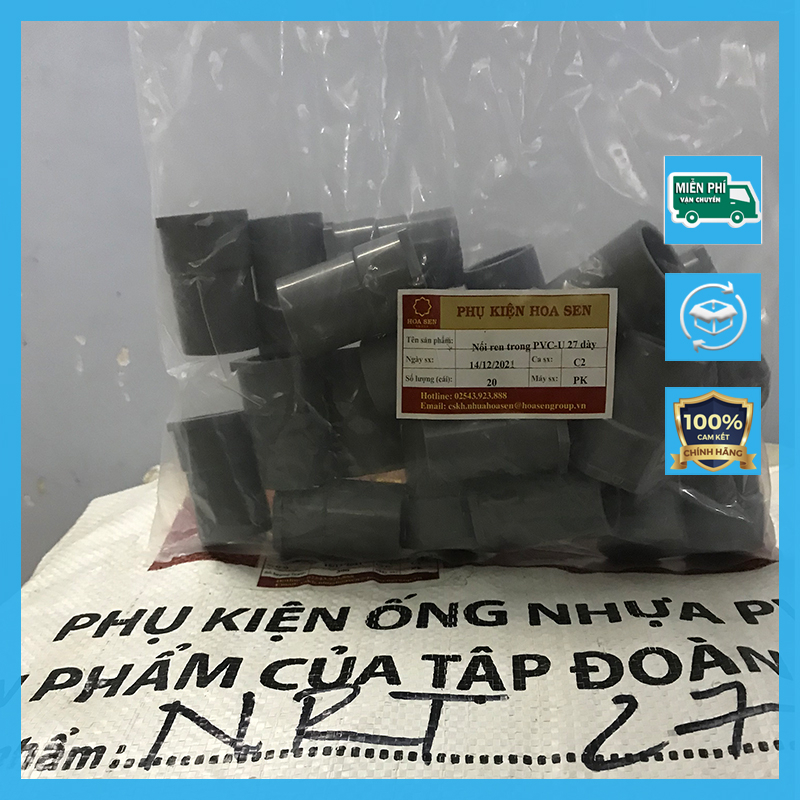 Nối ren trong 27 –  uPVC HOA SEN - loại dày