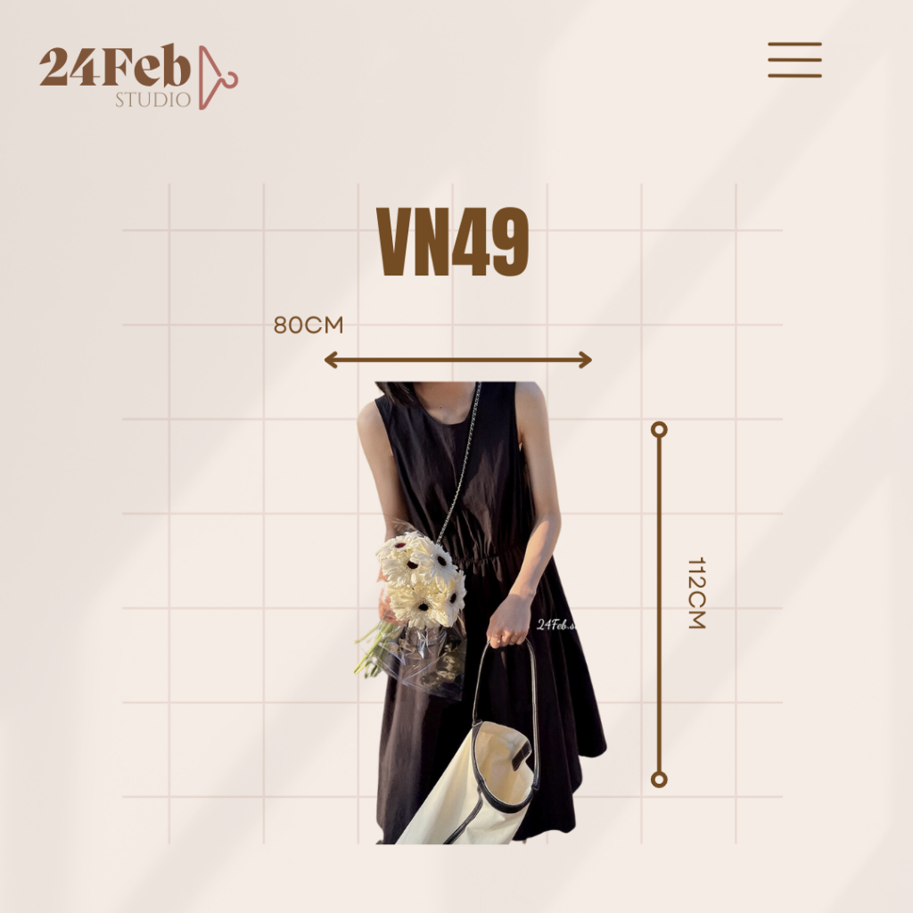 Váy maxi sát nách nhún eo phong cách Vintage Hàn Quốc