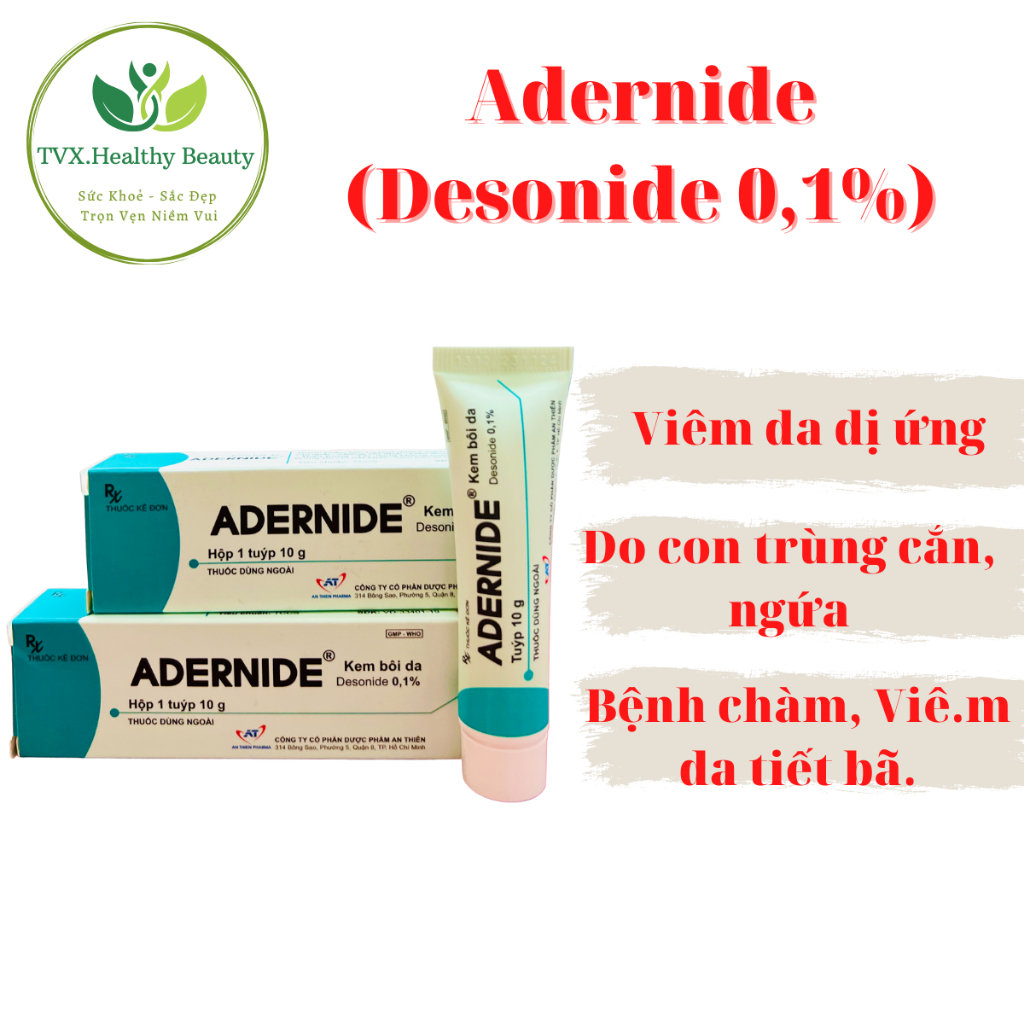 Kem Bôi Viê.m Da Cơ Địa (ghẻ ngứa, dị ứng da, côn trùng đốt) ADERNIDE Hộp 1 Tube