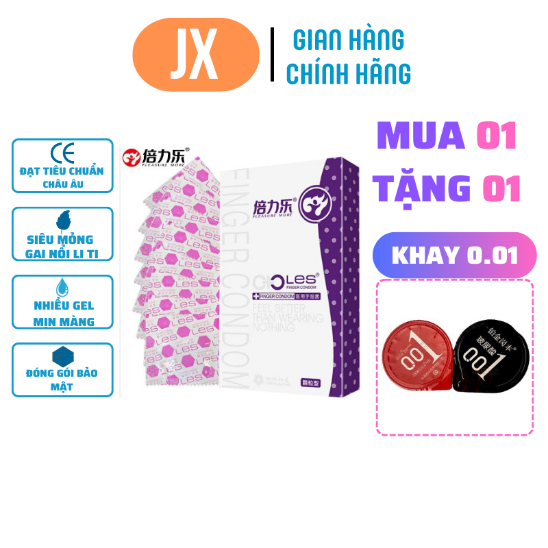 Bao cao su ngón tay LES DO, bao cao su tay ngón gai nổi liti, bcs ngón tay 1 hộp 8 cái