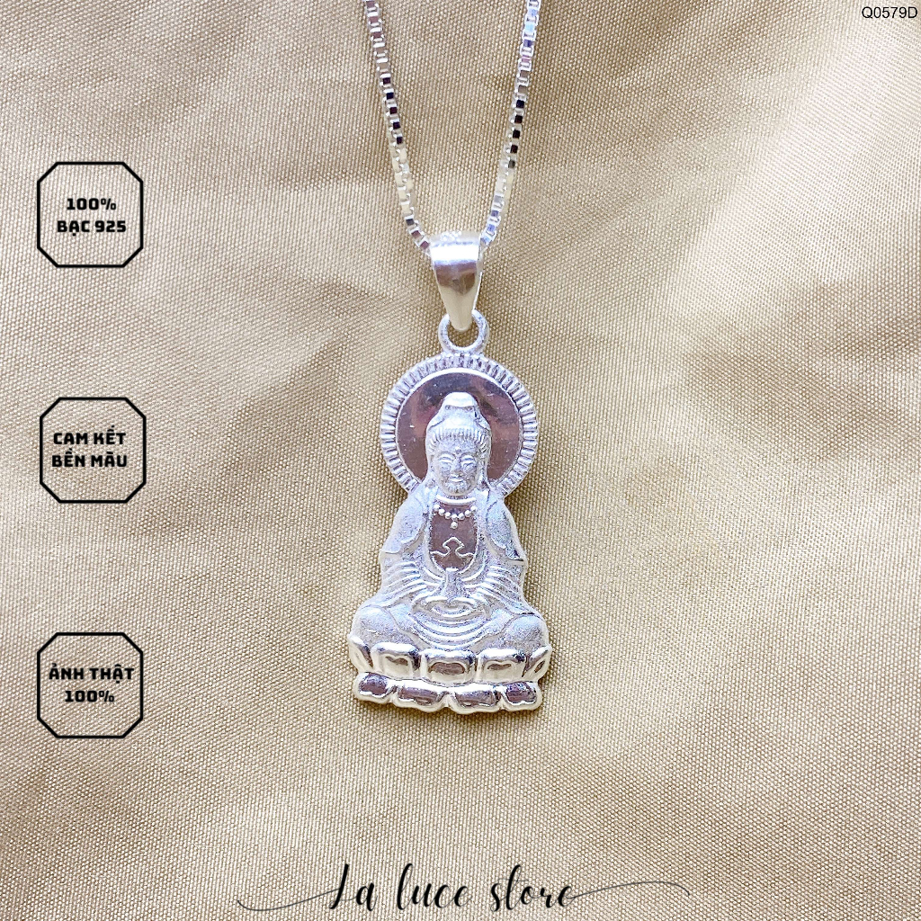 Dây chuyền/Vòng cổ bạc La Luce - Mặt hình phật quan âm bồ tát dành cho nữ Q0579D