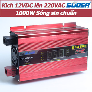 Bộ kích biến tần suoer fpc-1000al inverter chuyển đổi 12v dc lên 220v ac 1000w sóng sin chuẩn