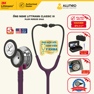  Ống nghe Littmann Classic III TM màu Mirror & Plum - Pink Stem 5960  Limited  chính hãng 3M Mỹ 
