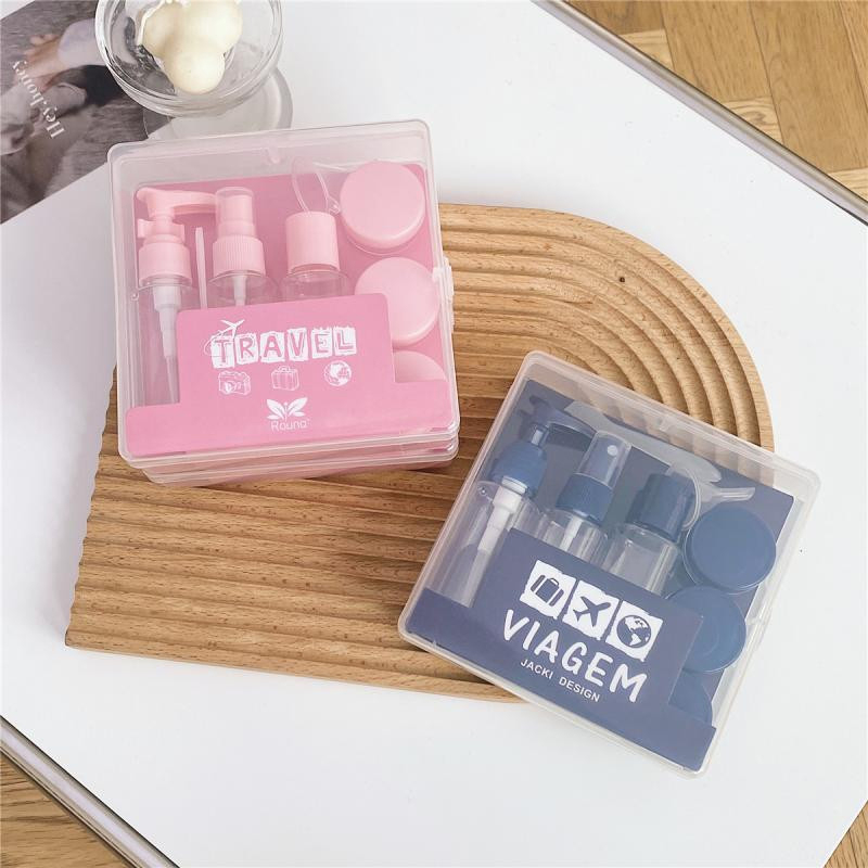 Bộ chiết mỹ phẩm bộ 8 món đựng đồ đi du lịch tiện lợi tặng hộp nhựa chắc chắn nhiều màu sắc sang trọng HL101