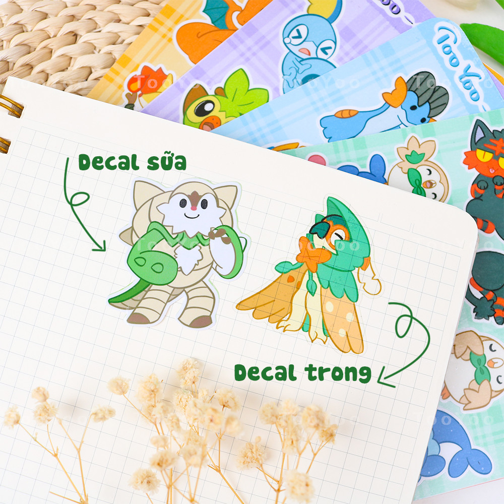 Tấm sticker Pokemon Starters nhiều mẫu dễ thương cute TooYoo BK00097
