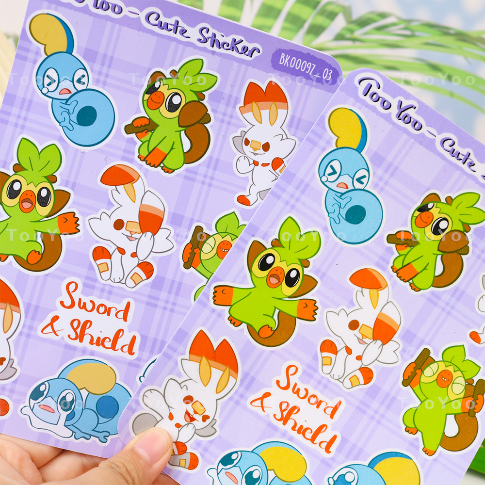 Tấm sticker Pokemon Starters nhiều mẫu dễ thương cute TooYoo BK00097
