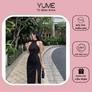 Đầm dự tiệc body cổ yếm xẻ tà - yume y0707