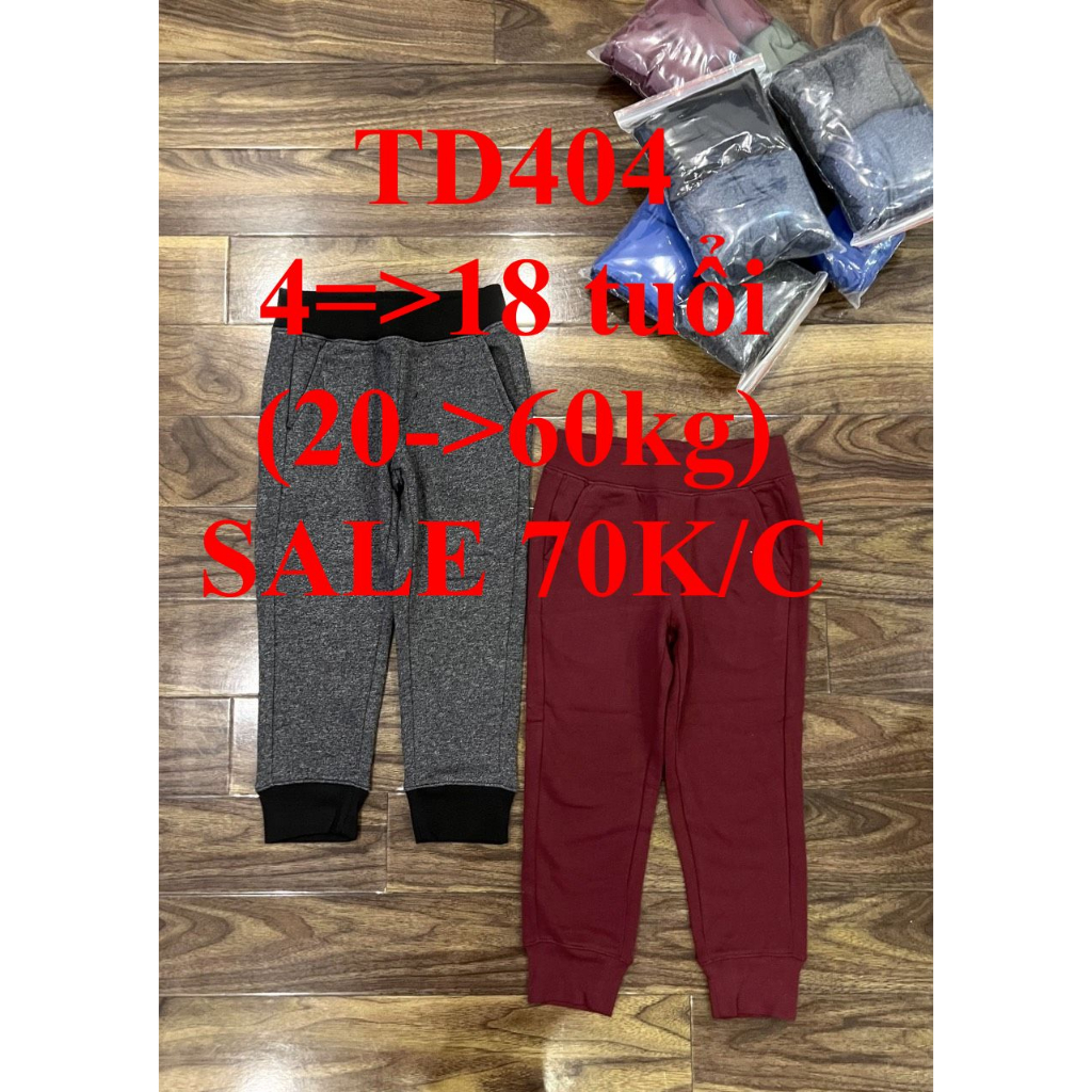 SALE 70K * Mã TD404: Quần nỉ Unisex bé trai, bé gái hàng VNXK dư xịn đét, mặt ngoài nỉ cotton