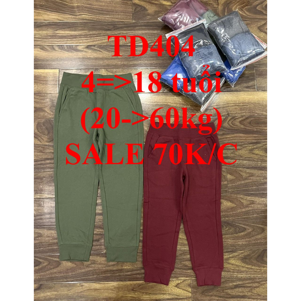 SALE 70K * Mã TD404: Quần nỉ Unisex bé trai, bé gái hàng VNXK dư xịn đét, mặt ngoài nỉ cotton