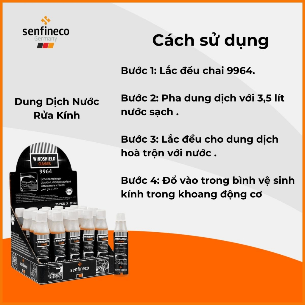 Nước Rửa Kính Đậm Đặc Cao Cấp - Senfineco Windshield Cleaner 1:100 Concetrate 9964