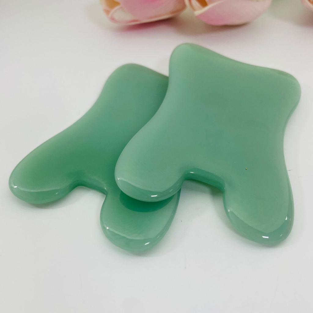 Đôi  Ngọc Cạo Gió Giúp Nâng Cơ, Giảm Nếp Nhăn Đá Cạo Gió Màu Xanh Ngọc Đả Thông Kinh Lạc