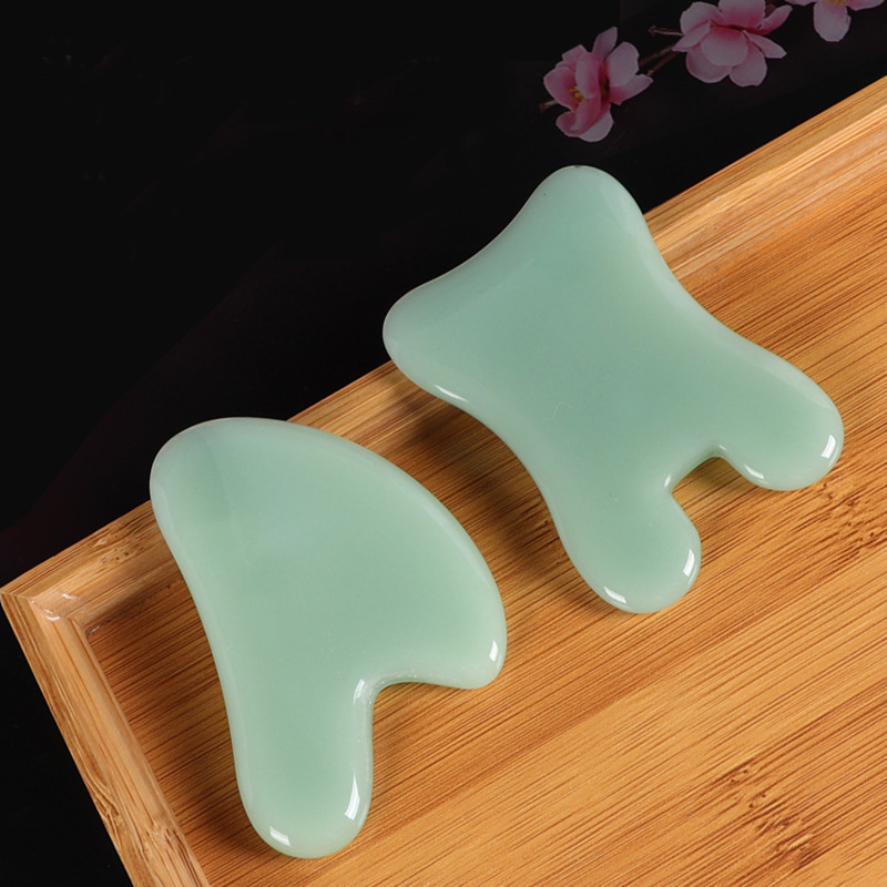 Đôi  Ngọc Cạo Gió Giúp Nâng Cơ, Giảm Nếp Nhăn Đá Cạo Gió Màu Xanh Ngọc Đả Thông Kinh Lạc