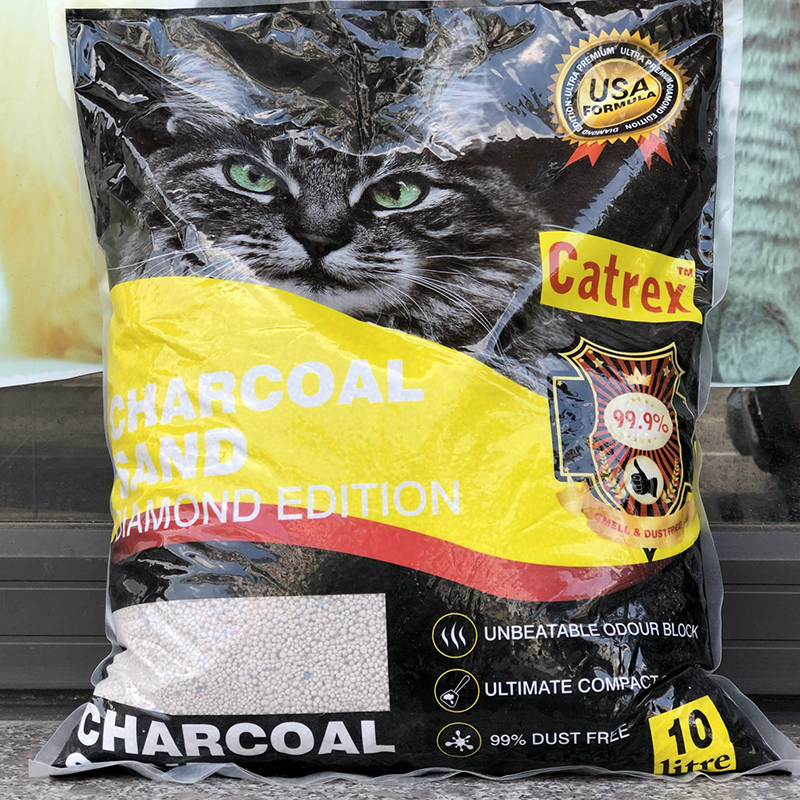 Cát Vệ Sinh Mèo Charcoal Sand Catrex USA - 8L, Không Đau Chân, Thấm Hút Tốt, Hạt Lớn Nhiều Hạt Lưu Hương Catko