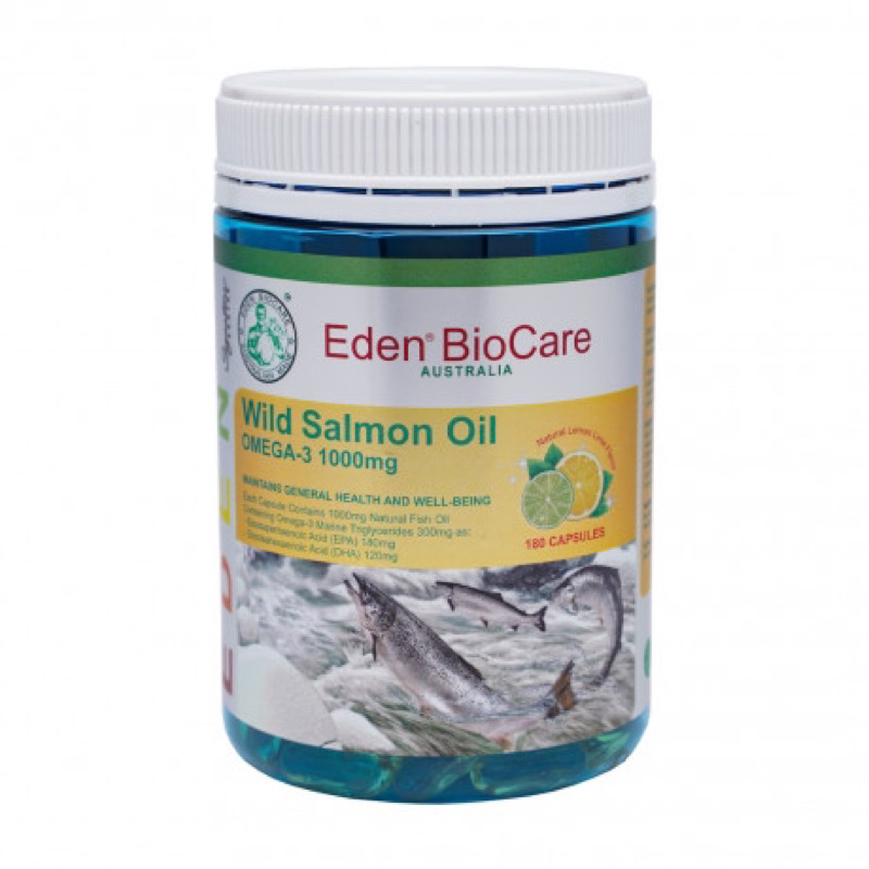 Thực phẩm bảo vệ sức khỏe dầu cá hồi vị Chanh bổ sung Omega 3 Eden BioCare Omega 3 Salmon Oil Fruity (Hộp 180 viên)