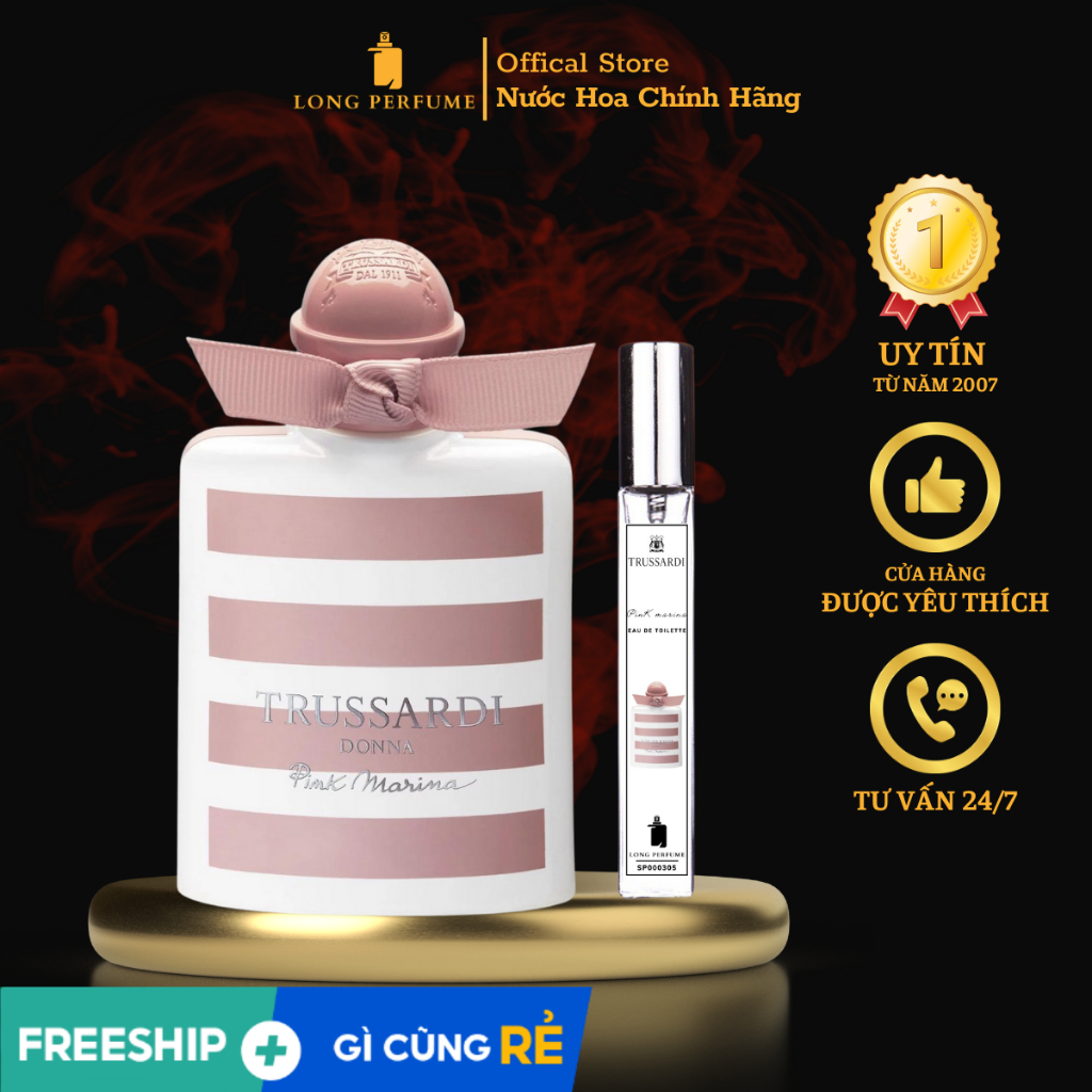 Nước Hoa Nữ 𝐓𝐫𝐮𝐬𝐬𝐚𝐫𝐝𝐢 𝐃𝐨𝐧𝐧𝐚 𝐏𝐢𝐧𝐤 𝐌𝐚𝐫𝐢𝐧𝐚 𝐄𝐃𝐓 - Dung tích ᴛᴇsᴛᴇʀ 2.5ᴍʟ/10ᴍʟ丨Long Perfume.
