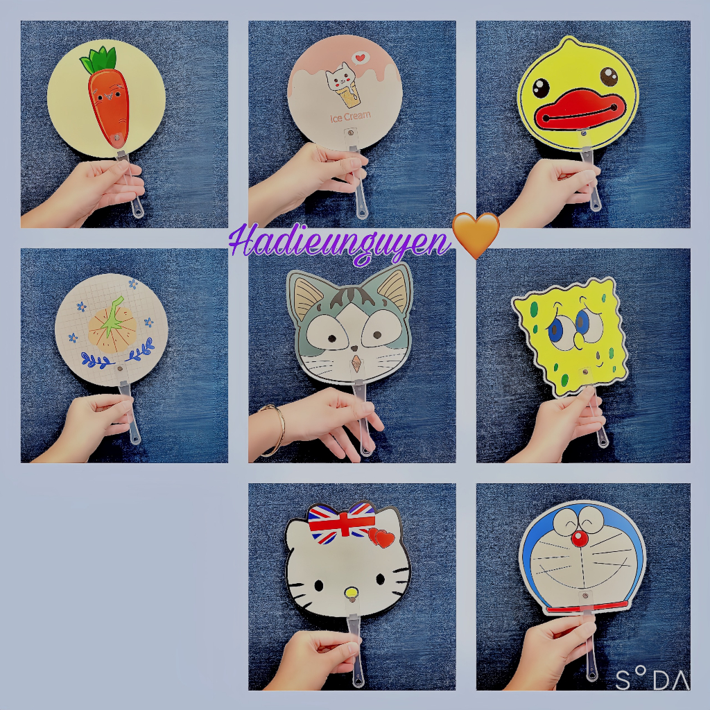 Quạt Tròn Cầm Tay Mini Cute, Quạt Nhựa Cầm Tay Xinh Xắn Đáng Yêu Nhặt Ngẫu Nhiên