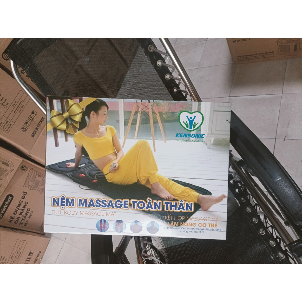 Nệm massage KENSONIC KS-6767 với 9 điểm rung nóng Remote mẫu mới Bảo hành 24 tháng