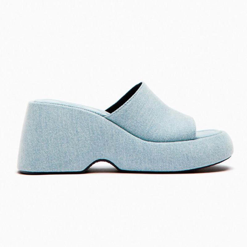 Dép cao gót denim Zr
