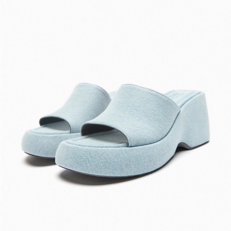 Dép cao gót denim Zr