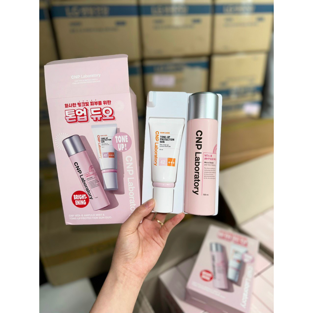 Set Kem Chống Nắng CNP Laboratory Tone-Up Protection Sun SPF42/PA+++ & Xịt Khoáng CNP Vita B Ampule Mist
