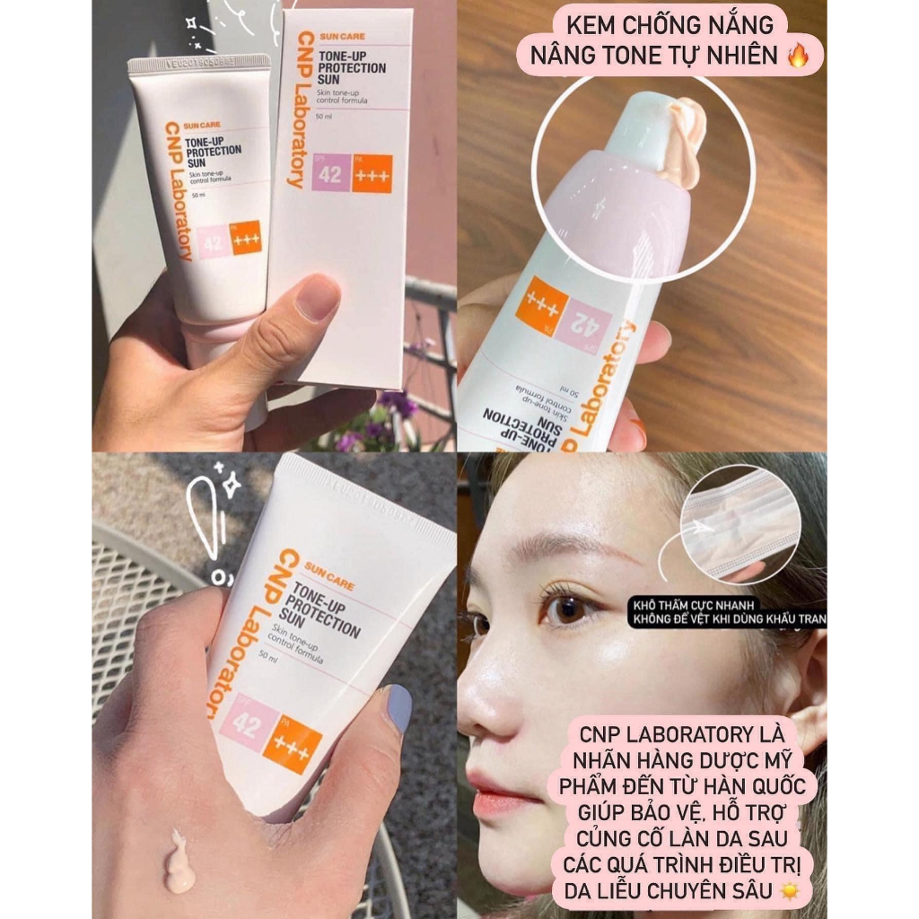 Set Kem Chống Nắng CNP Laboratory Tone-Up Protection Sun SPF42/PA+++ & Xịt Khoáng CNP Vita B Ampule Mist