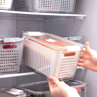 Hộp Nhựa TO Đựng Thực Phẩm Tủ Lạnh 2 Lớp Có Lỗ Thoát Nước Khóa Thoát Khí Dễ Dàng Bảo Quản Rau Củ