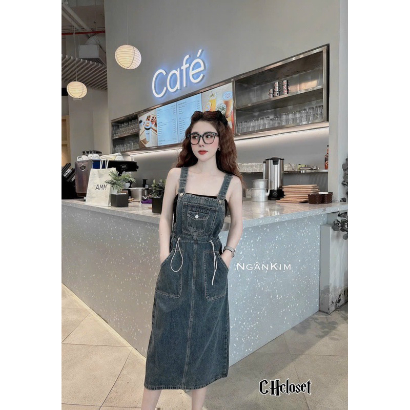 Váy yếm jean rút eo loại 1 QC