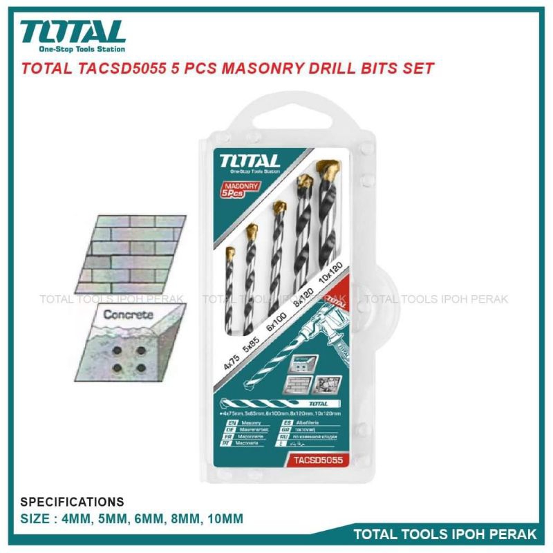 Bộ mũi khoan bê tông đuôi trơn TOTAL TACSD5055