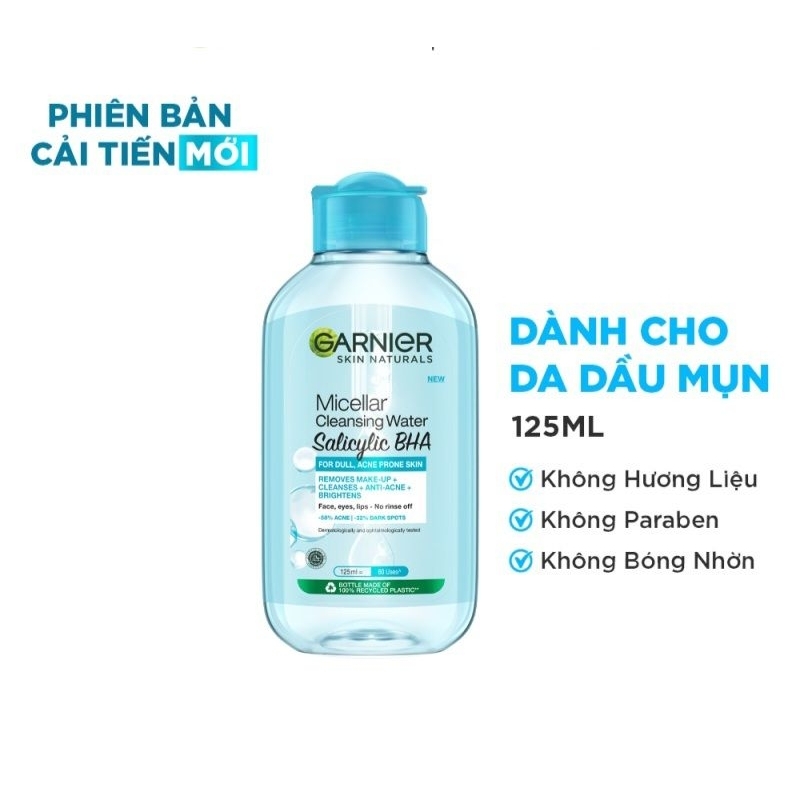 Nước tẩy trang làm sạch sâu, giảm mụn Garnier 125ml