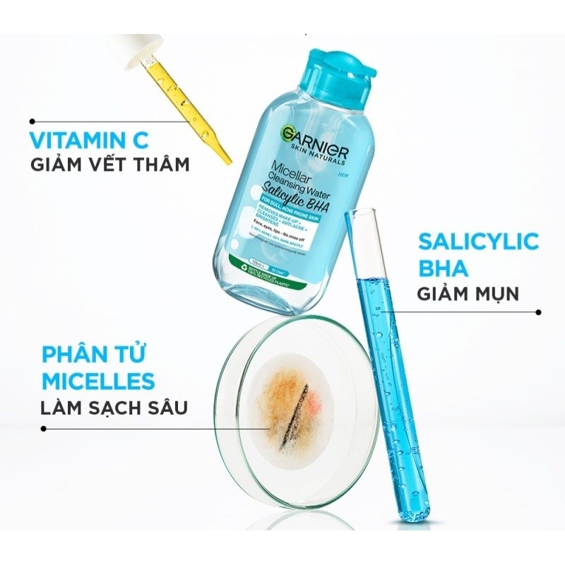 Nước tẩy trang làm sạch sâu, giảm mụn Garnier 125ml