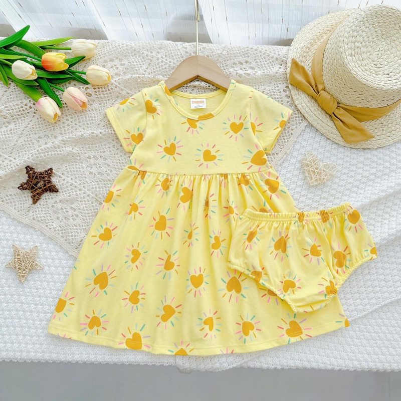 ♥ Set Đầm Chíp, Đầm/Váy Cotton Bé Gái 10kg -> 23kg