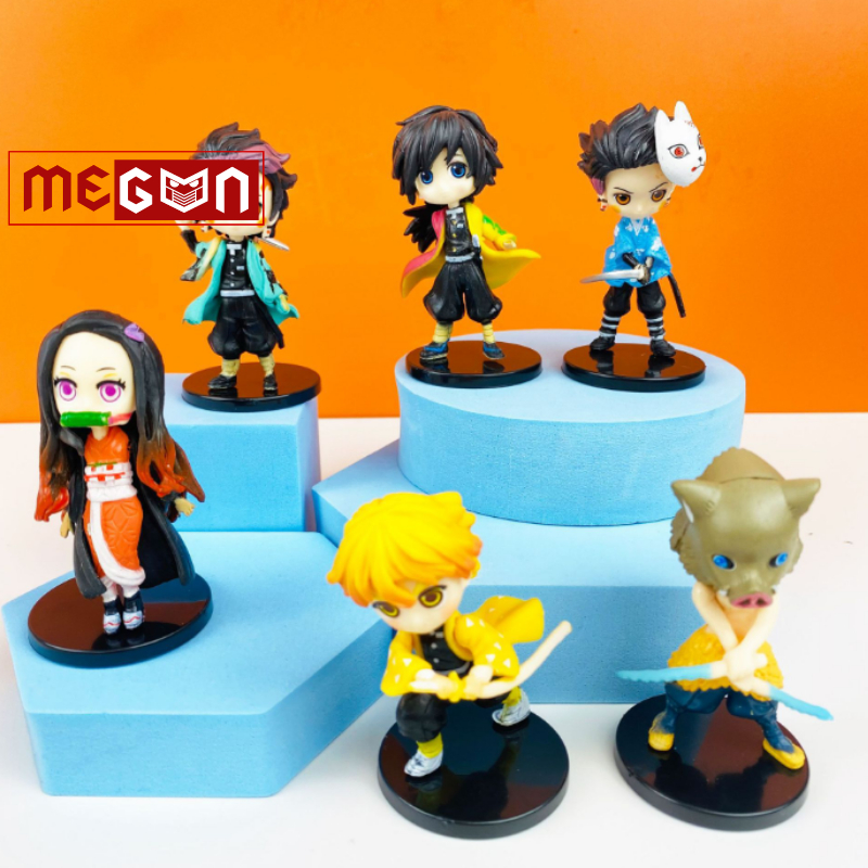 Mô hình Kimetsu No Yaiba Anime Chibi Tanjirou Nezuko Inosuke Zenitsu Tomioka Giyuu Demon Slayer 6 mô