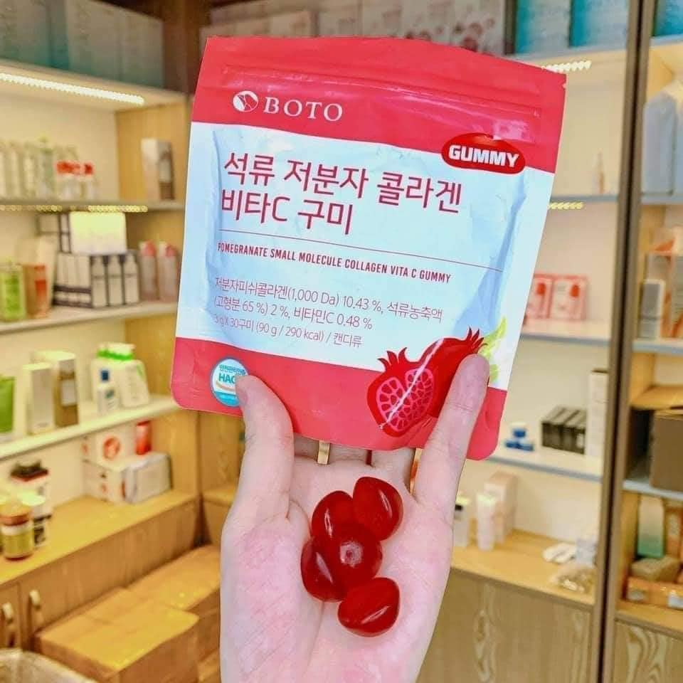 Kẹo Dẻo Boto Lựu Đỏ Pomegranate Collagen Vita C Gummy 30 Viên - Hàn Quốc