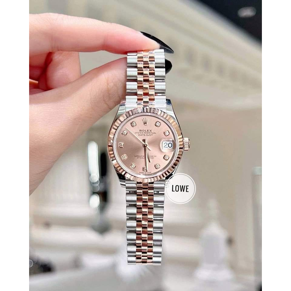 Đồng hồ đeo tay nữ, đồng hồ nữ ROLEX full hộp cao cấp, vàng hồng viền cổ điển, sang trọng, cực đẹp cho phái nữ