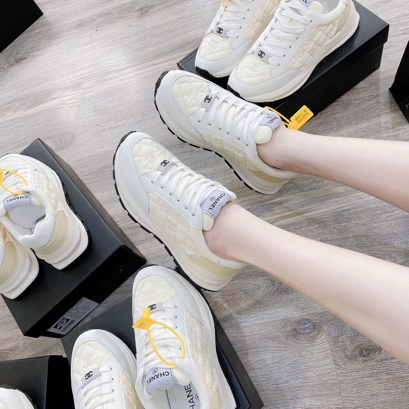 Giày Thể Thao Chnel Đế Bằng Thêu Nổi Hàng Fullbox - CERIHOUSE