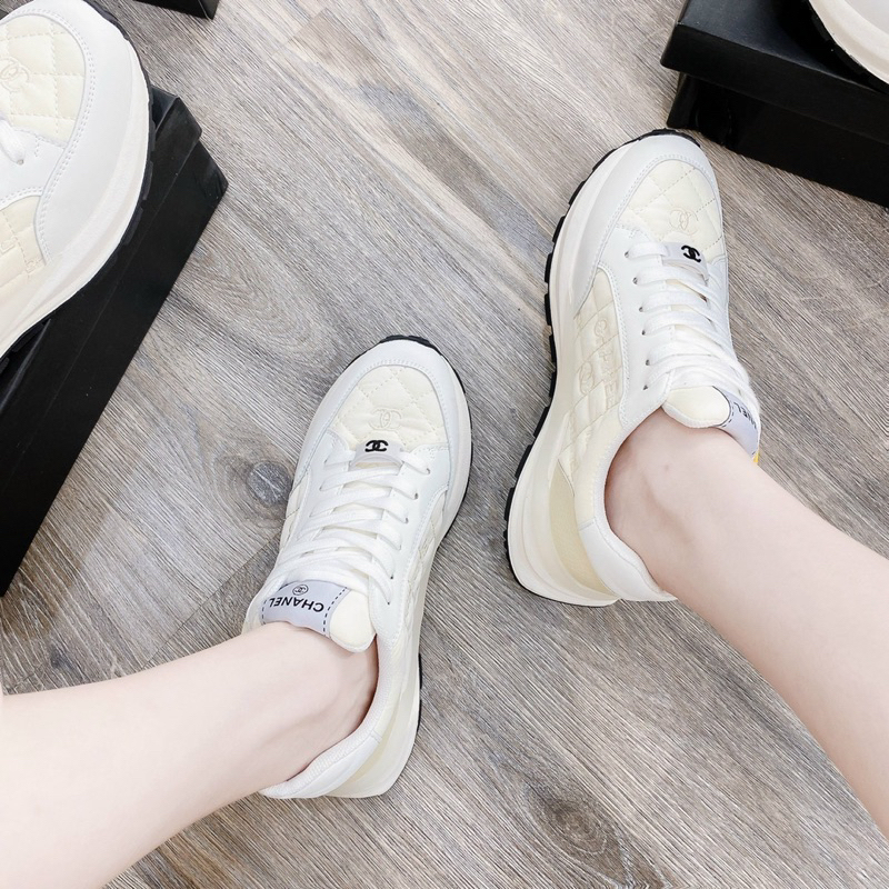 Giày Thể Thao Chnel Đế Bằng Thêu Nổi Hàng Fullbox - CERIHOUSE