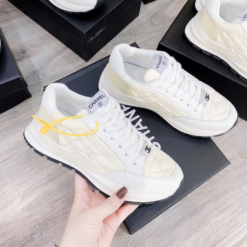 Giày Thể Thao Chnel Đế Bằng Thêu Nổi Hàng Fullbox - CERIHOUSE