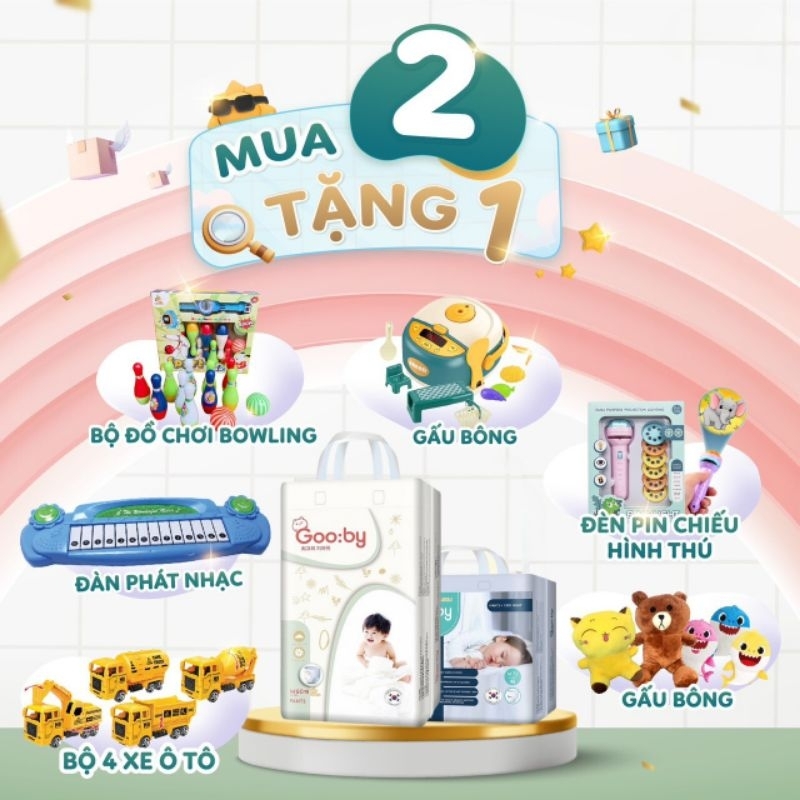 (có chọn quà) Tã Bỉm Gooby Hàn Quốc Cao Cấp size dán/quần NB/S/M/L/XL/XXL