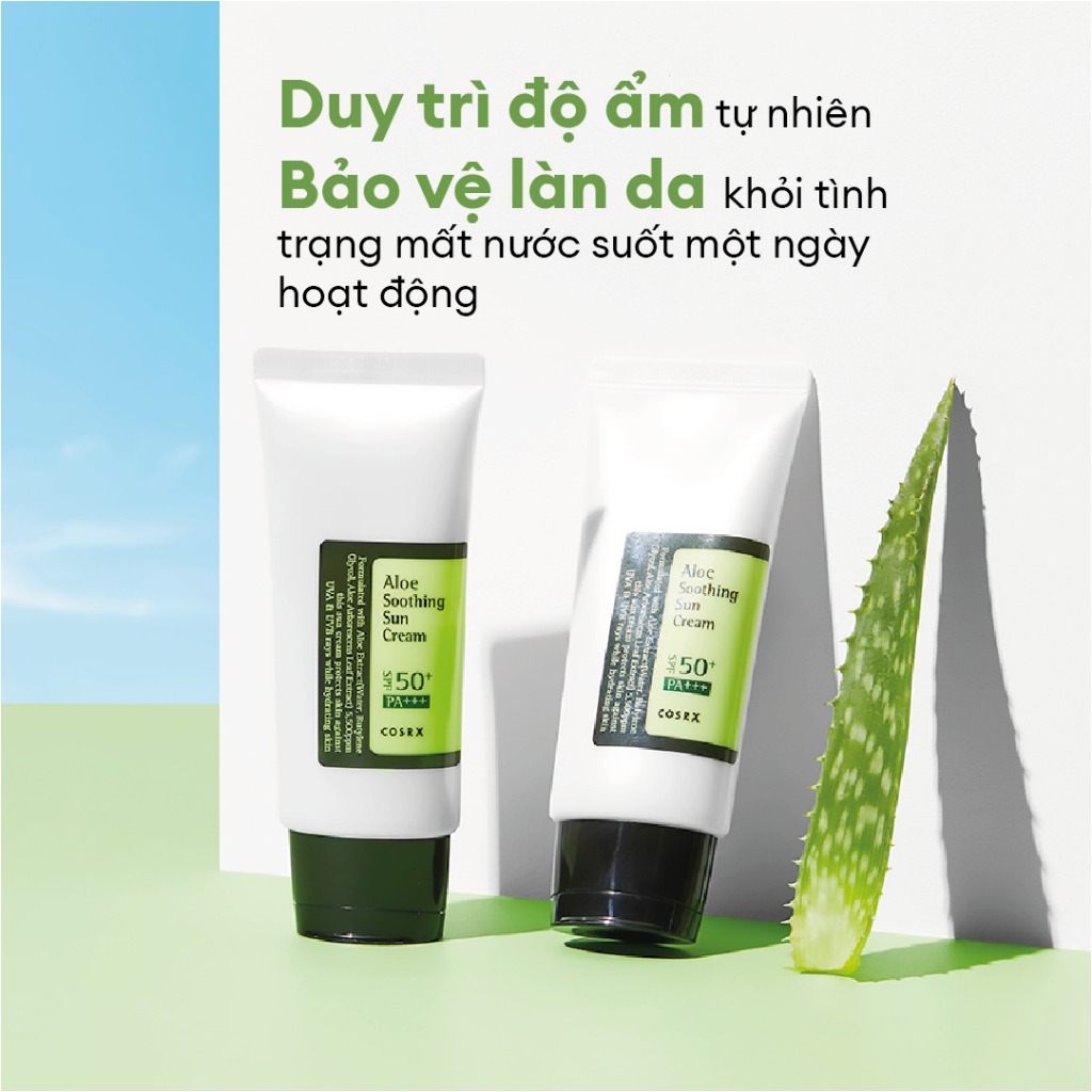 Combo  COSRX Aloe Soothing Sun Cream SPF50+ PA+++ 50ml + Miếng dán mụn COSRX Clear Fit Master Patch