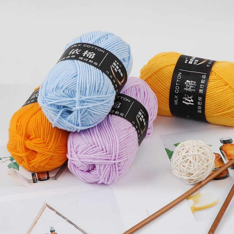 Cuộn Len Milk Cotton Ladyco Mềm Mịn Dùng Để Đan Móc Thủ Công Thú Len, Móc Khoá Len, Hoa Len