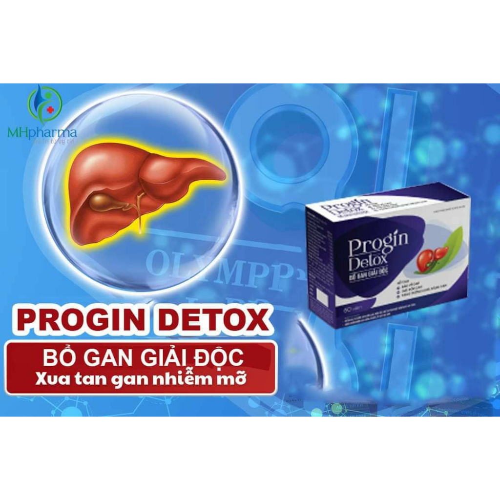 Progin Detox - Viên uống bổ gan, giải độc gan, tăng cường chức năng gan - Hộp 60 viên