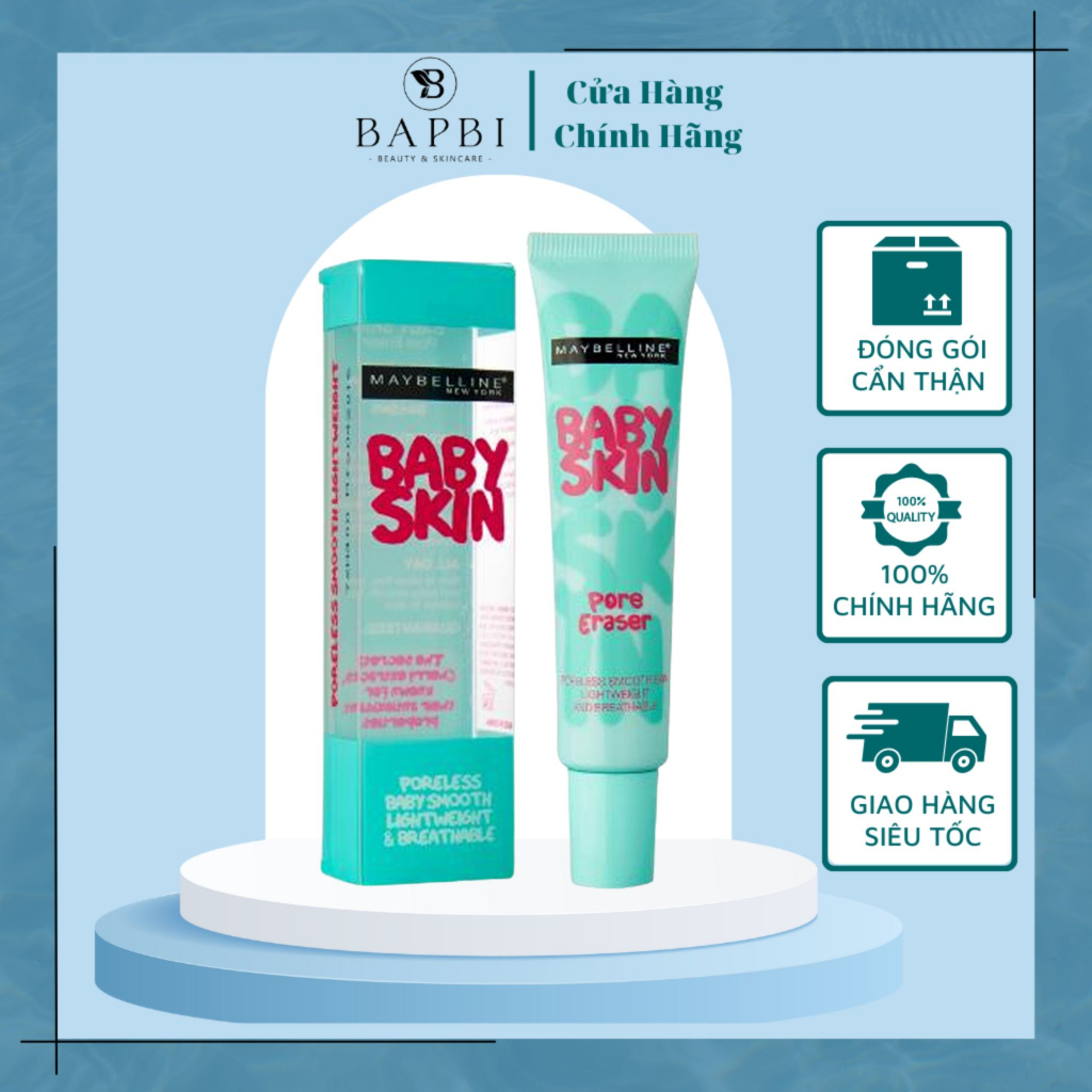 Kem Lót Maybelline Baby Skin Pore Eraser 22ml Làm Mịn Da, Che Khuyết Điểm, Se Khít L.ỗ Ch.ân L.ông