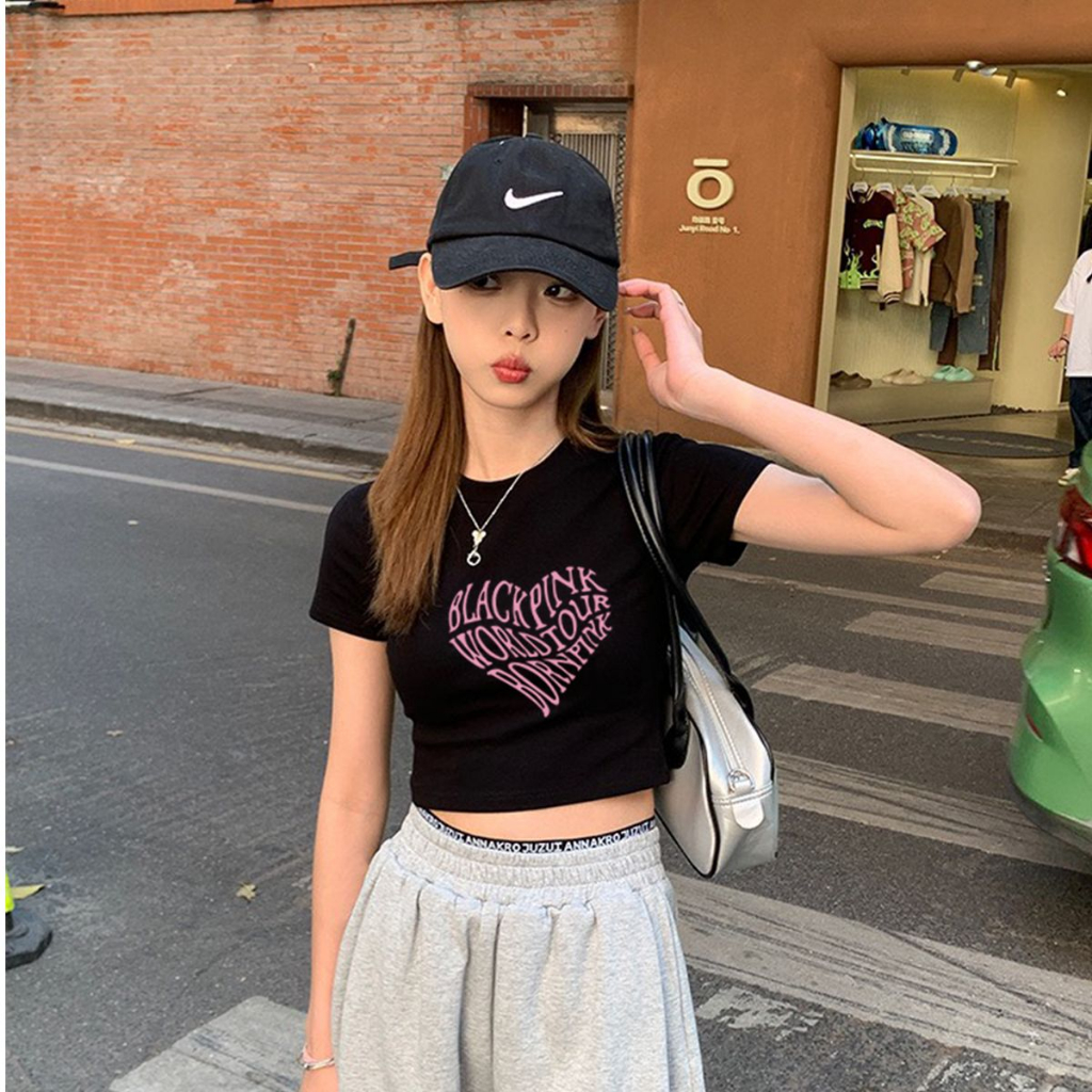 Áo croptop BlackPink Born Pink chất cotton  - Áo thun croptop ôm Loza CR6201